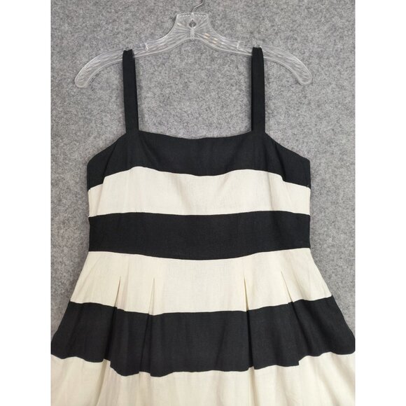 The Loft Dress Womens Size 2 Linen Blend Striped Fit & Flare Classic Summer - Picture 4 of 14